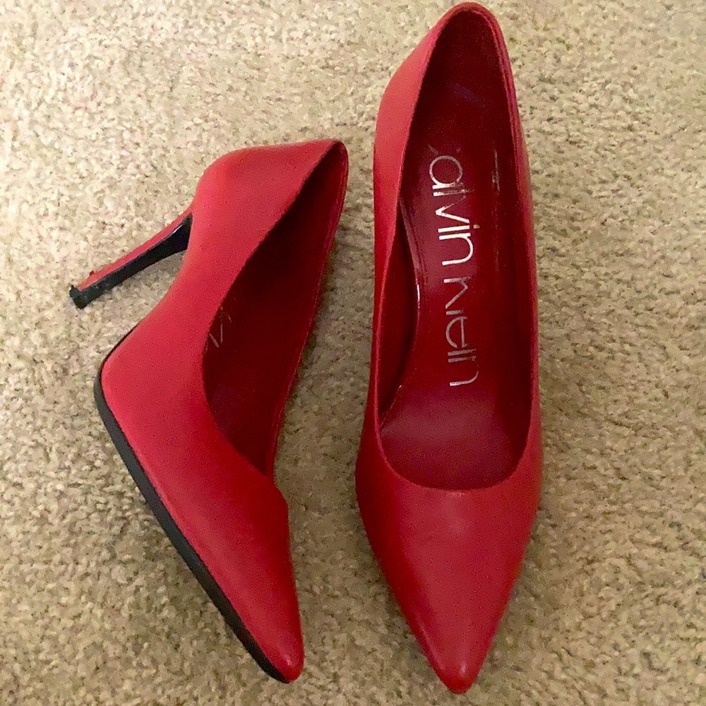 Red Calvin Klein pumps